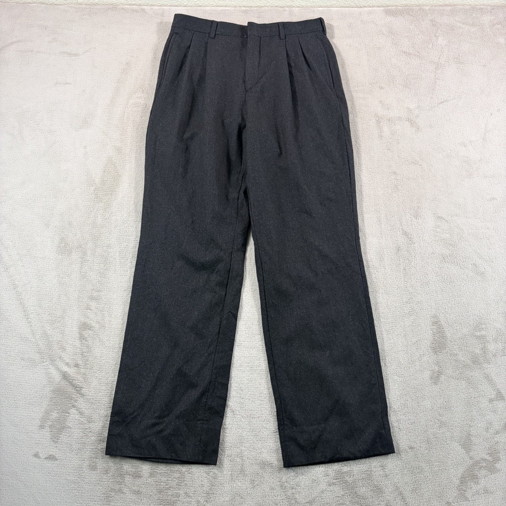 Brooks Brothers Double Pleated Straight Leg Trouser Pants in Grey Wool Women 18